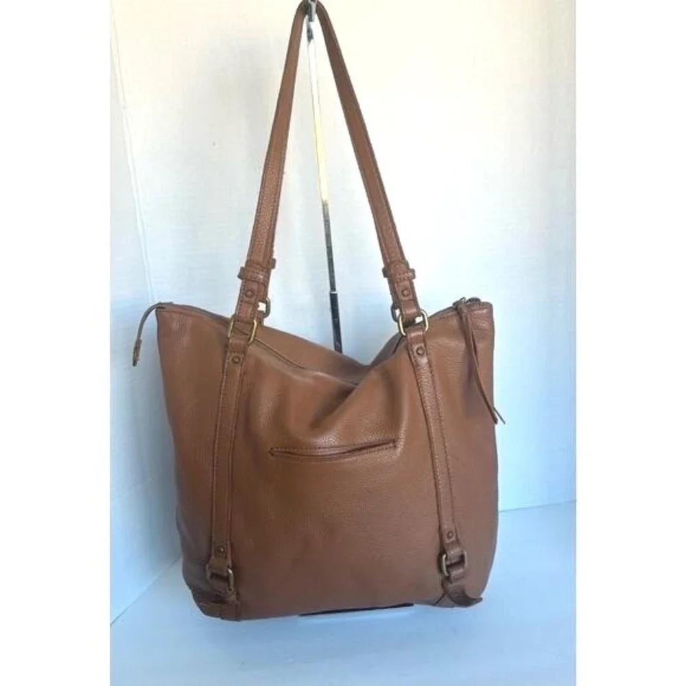 THE SAK HAPPY AND FREE‎ LARGE COGNAC BROWN PEBBLED LEATHER SHOULDER TOTE BAG